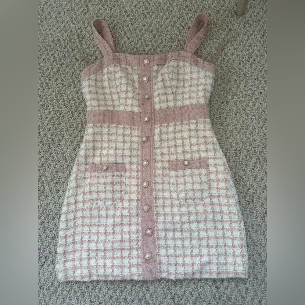 Storia Pink and White Buttoned Sheath Dress size M - Picture 5 of 8